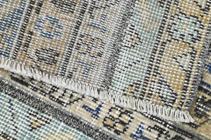 Vintage Turkish Runner Rug 2x5ft Wool Anatolian Handmade Hallway Oushak BEIGE gallery