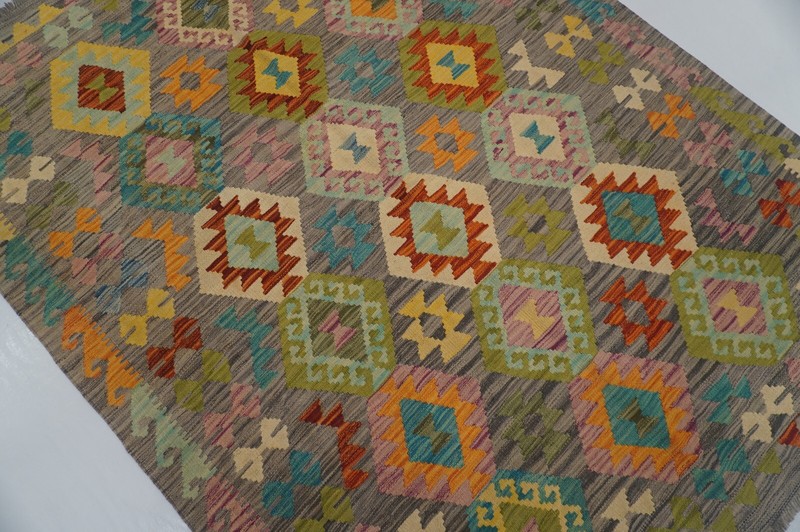 5x7 Afghan Gray Hand Woven Wool Tribal Area Rug 5'0"x6'7" gallery