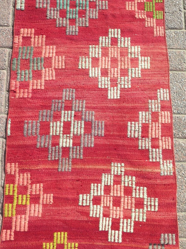 Red Turkish Kilim Rug Runner, Hallway Rug, Corridor Rugs 28"X105" Carpet Runner gallery