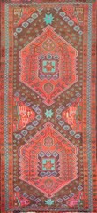 Brown/ Rust Vintage Geometric Traditional Area Rug 5×10 ft Hand-knotted Wool