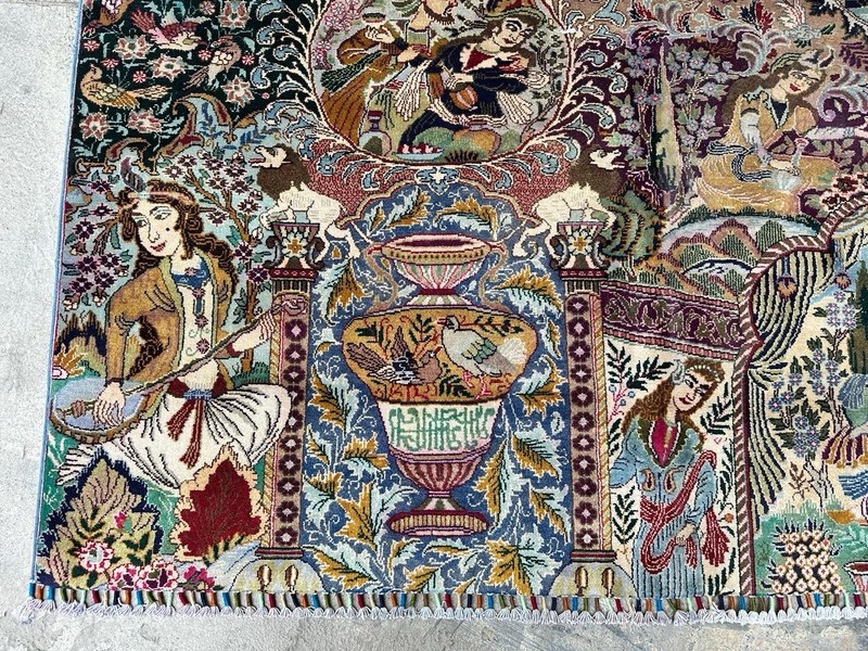 300 X 350 COLLECTORS’ ITEM Vintage Laila Majnun With Shigargah Kashmar Area Rug gallery
