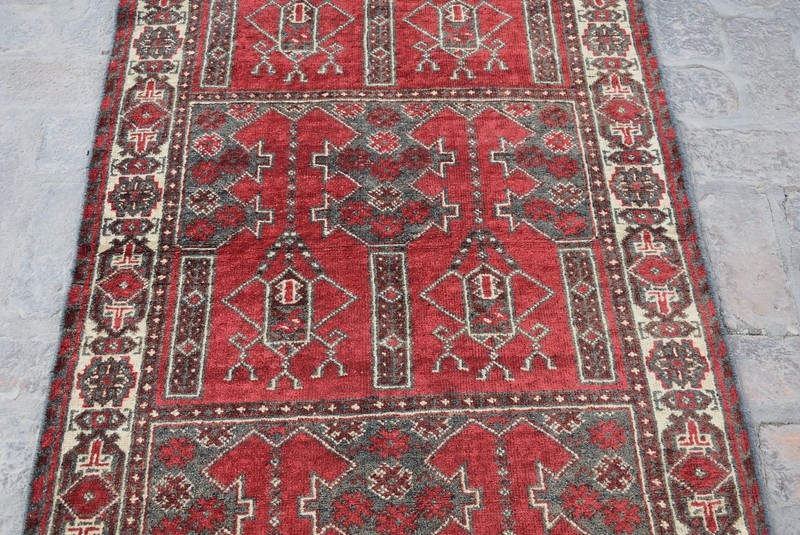 Red Antique Hand Knotted Rug 4x6 Fine Afghan Vintage Rug Oriental Turkmen Carpet gallery