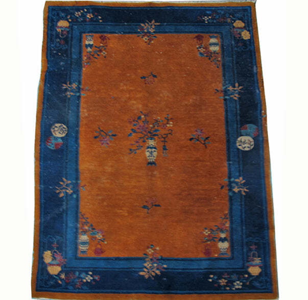Early 20th Century Handmade Chinese Art Deco Rug 6 ft 3 in 4 ft 4 in