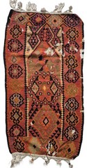 Antique Malatya Fragment Kilim Rug 26×46″ Circa 1930s Anatolian Tribal Rug