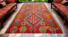 7×13 Rug Hand Woven Turkish Rug LARGE Area Rug Vintage Wool Kilim Cheerful color