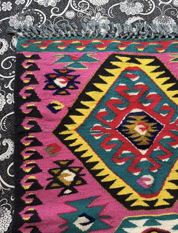 Pink Vintage Tribal Kayseri Kilim Rug from Turkey 113 cm x 80 cm gallery