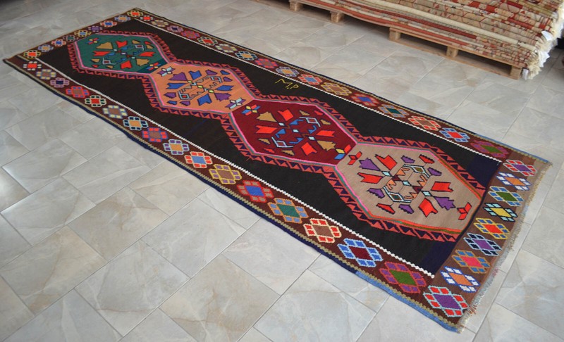 Turkish Kilim Rug, Hand Woven Rug, Wool Vintage Rug, Large Runner Rug, 5 x 14 ft gallery