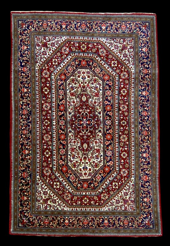 Burgundy Gold Rug 5x7 Very Fine Authentic Carpet Wool Handmade Semi Antique Quum gallery