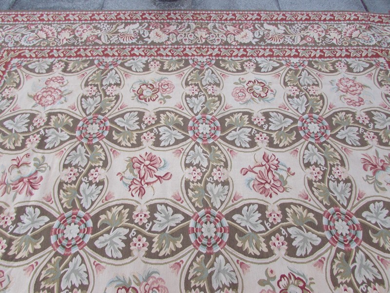 Old Hand Made French Design 14 x 10 Wool Brown Large Original Aubusson 437X310cm gallery