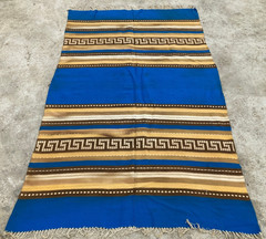 Vintage Handmade Turkish Greek Key Striped Style Wool Kilim Rug 194×116 cm