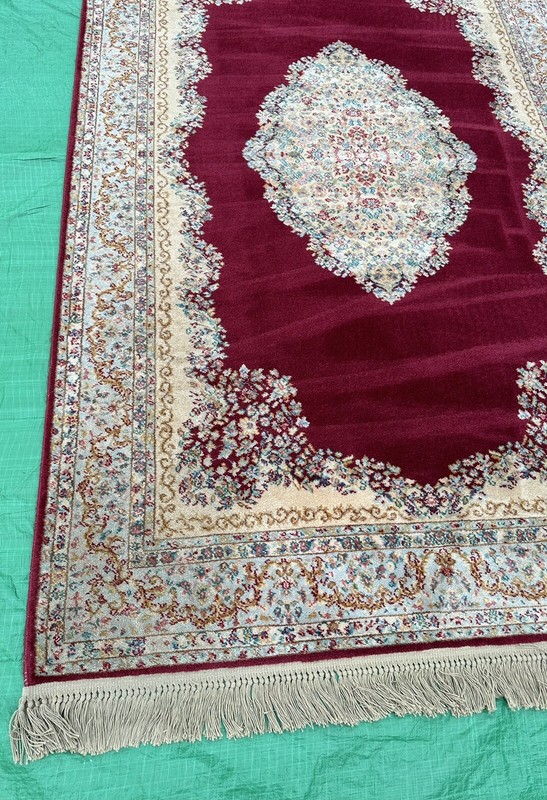 Karastan style 756 Red Kirman Medallion 5’ 9” x 9’ Red Area Rug Excellent Cond. gallery