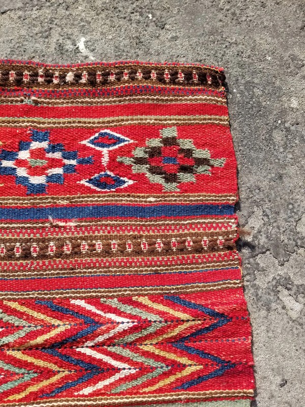 Vintage Traditional Handmade Tunisian Wool Multicolor Kilim 117x60cm gallery