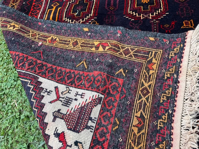 COLLECTORS’ ITEM Vintage Stunning Pictorial Tribal Belouch Nomadic Carpet gallery
