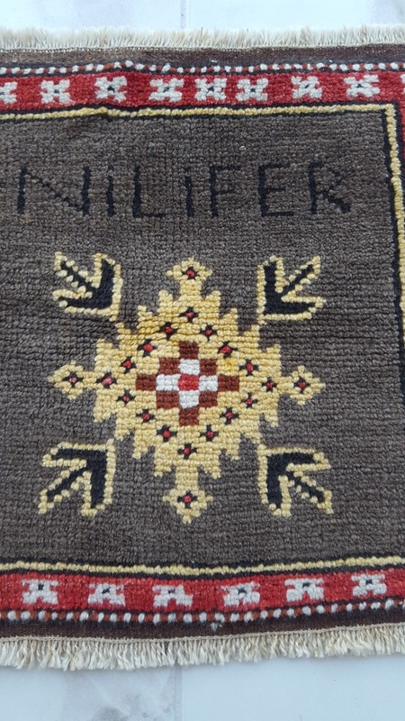 SQUARE Antique Rug Flowers Handmade Wool Rug Antiq Lotus Motif FREE SHİPPİNG .! gallery