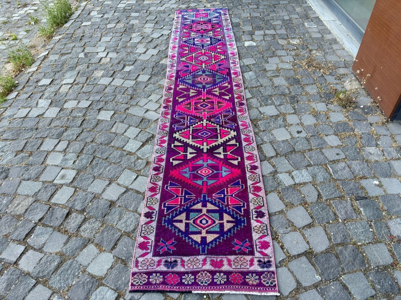 Carpet, Turkish rug, Vintage rug, Handmade rug, Runner, Wool | 2,0 x 10,9 ft gallery