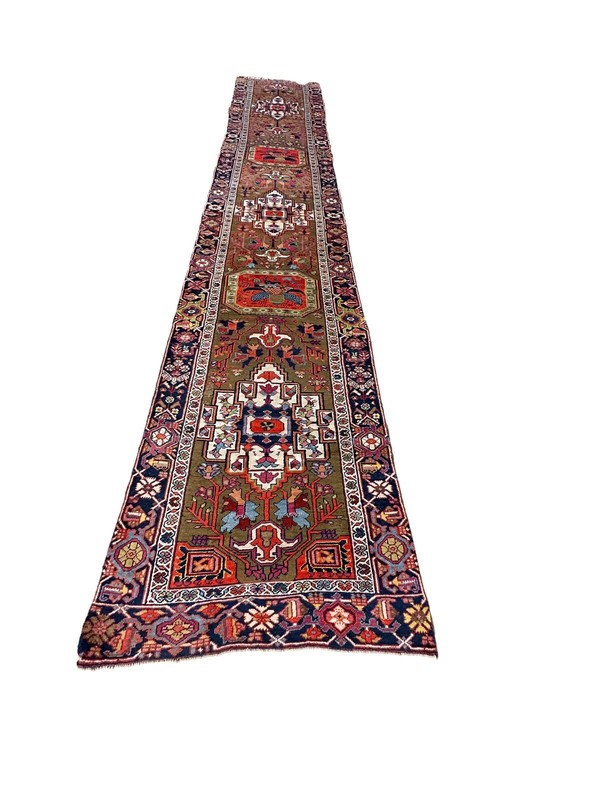3x18 Rare Antique Handmade Runner Rug Traditional Design Long Hallway 94x 531cm gallery