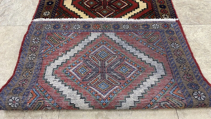 Stunning Vintage 1930-1940's Wool Pile Vgy Dyes High-Karabahk Runner 2’6’’x5’9” gallery