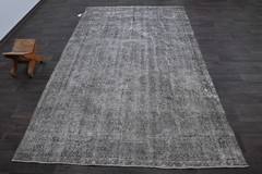 Oushak Turkish Vintage Rug 6×9 Kilim Rug Anatolian Handmade Boho Decor GRAY