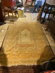 19 Century Silk Rug 4 by6 Stunning Color Has Clothes Baking $1750