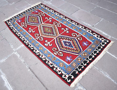 Vintage Turkish Rug 38” x 71” Flat Woven Adana Rug Fine Quality Kilim Wool Rug