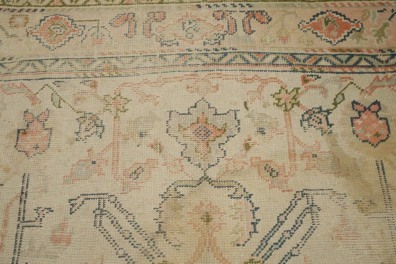 Pre-1900 Antique 7x9 Oushak Hand-Knotted Wool Turkish Area Rug in Soft Tones gallery