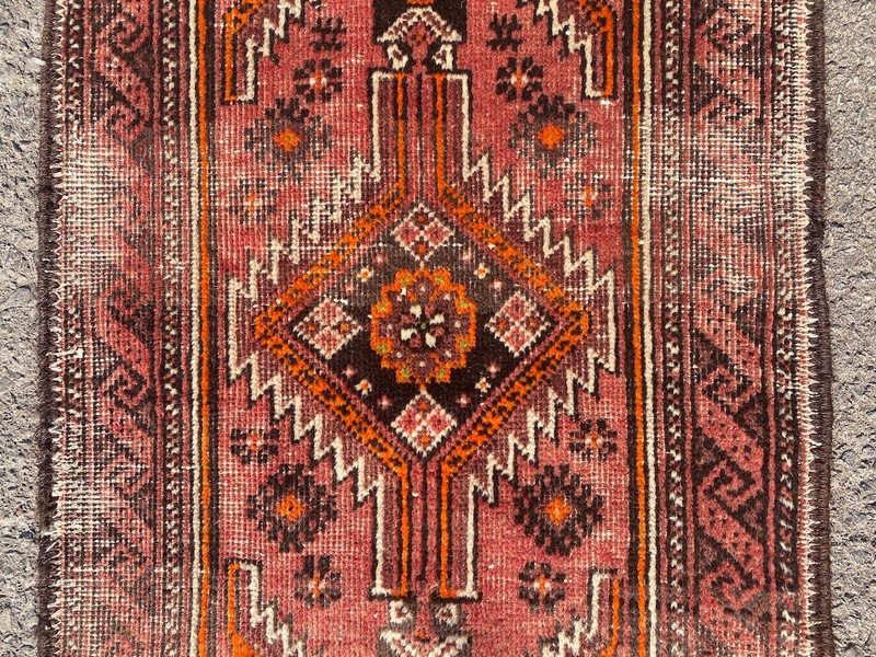 VINTAGE CLEANED BALUCHI RUG HANDMADE EASTERN WOOL TRIBAL RED CARPET 3' x 1'9" gallery