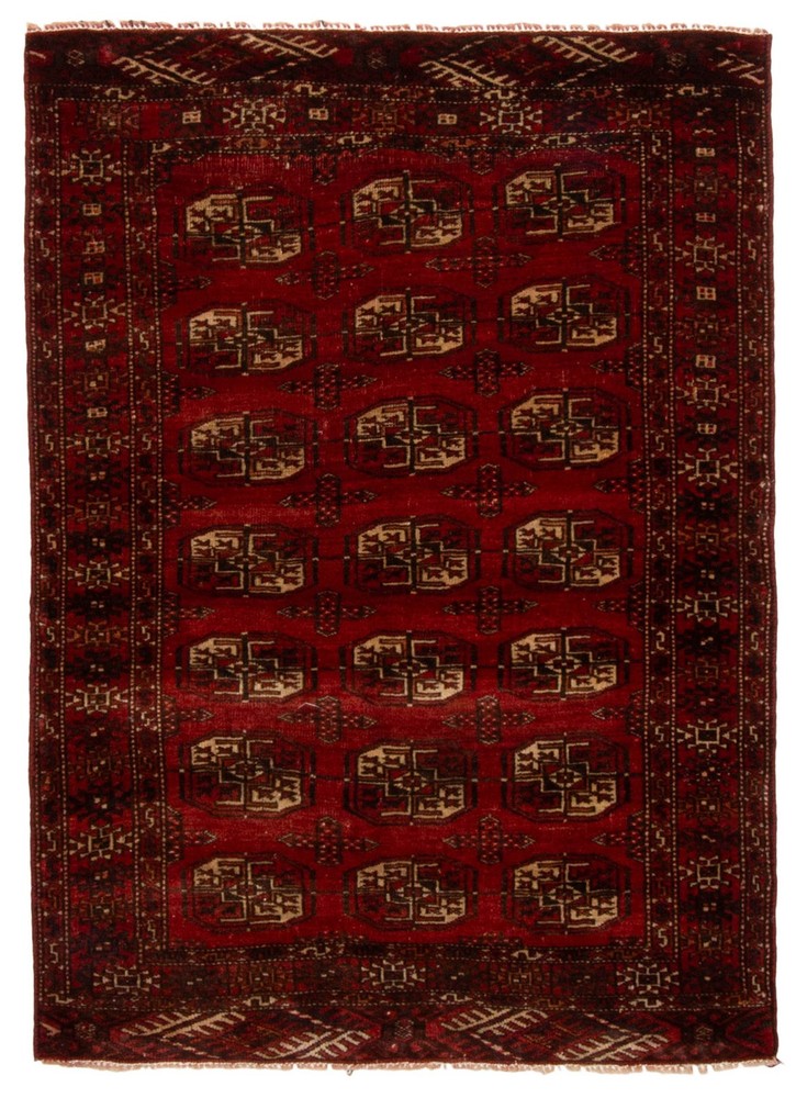 Vintage 3'6" x 4'10" Traditional Hand Knotted Vegetable Dye Wool Area Rug