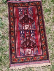 Vintage Hand-Woven Afghan Baluchi Tribal Wool Prayer Rug – 62″ x 35″