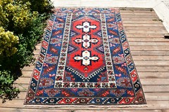 Turkish Rug 47”x76” Vintage Antalya Carpet 120x195cm Rustic 3×6 Oriental Rug