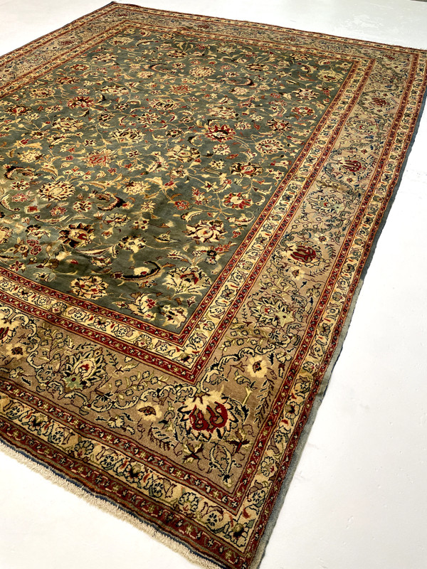 Antique Oriental Hand-Knotted Wool Area Rug Blue/Ivory/Grey/Red 10' x 12'10" gallery