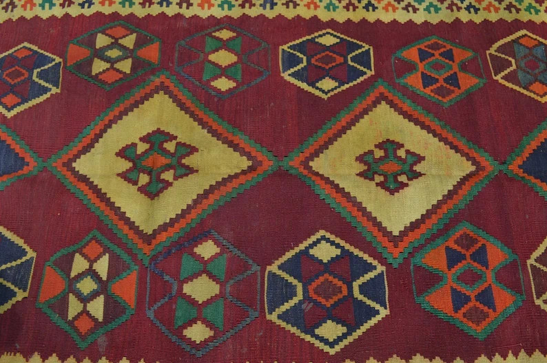 9'5X5 COLLECTORS ITEM Beautiful Antique Shirvan Caucasian Daghistan Group Kilim gallery