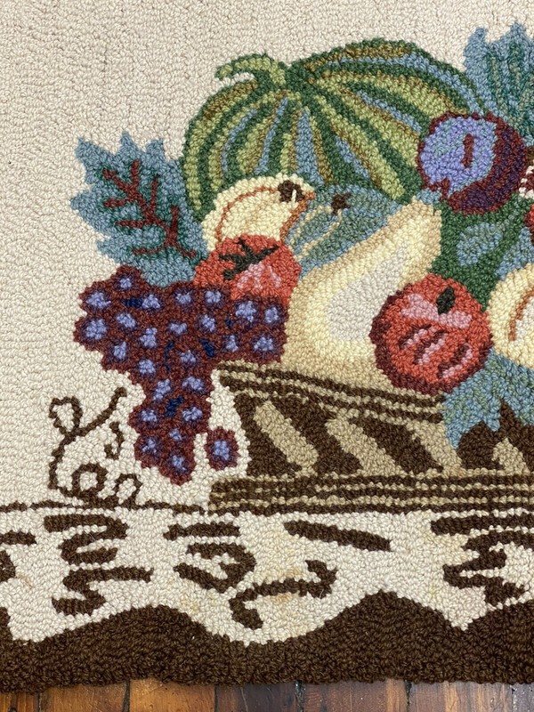 Vintage Hooked Rug, Kitchen Doorway Bedroom Autumn, Gourds, Grapes 34.5 x 24.25 gallery