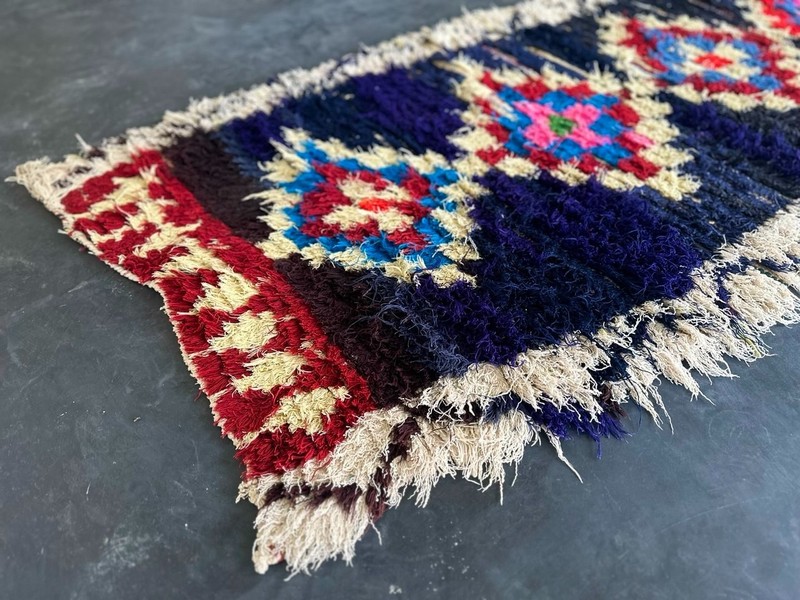 Handmade Moroccan Boucharouite Runner Rug 1'3"x9'3" Vintage Berber Tribal Carpet gallery