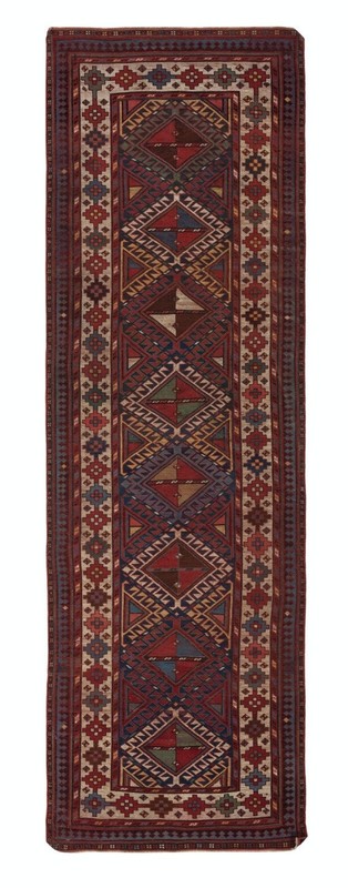 3.7x11.8 Ft Antique Kazak Shulaver Runner Rug, South Caucasus, Ca 1880 gallery
