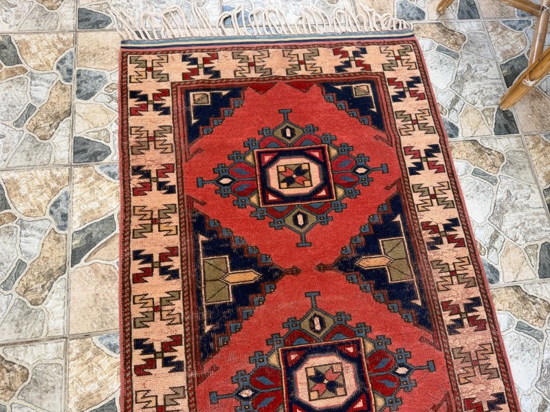 Vintage Tribal Turkish Rug Hand-Knotted Wool Farmhouse Geometric Area Rug 3x4 ft gallery