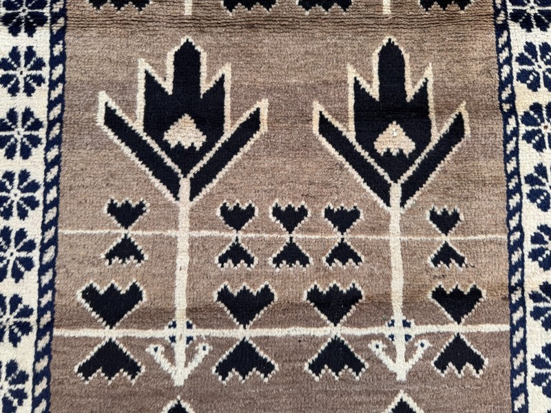 Vintage Afghan Hand-Knotted Wool Rug Beige Tribal Geometric Soft Display Rug gallery