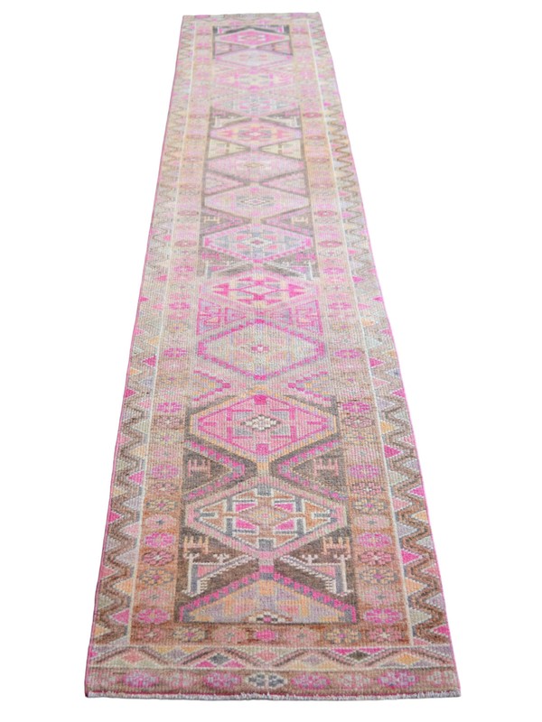 3x12 Runner Turkish Rug Hand Made PINK Hallway Rug Low Pile. Actual 2.7 x 12 ft gallery