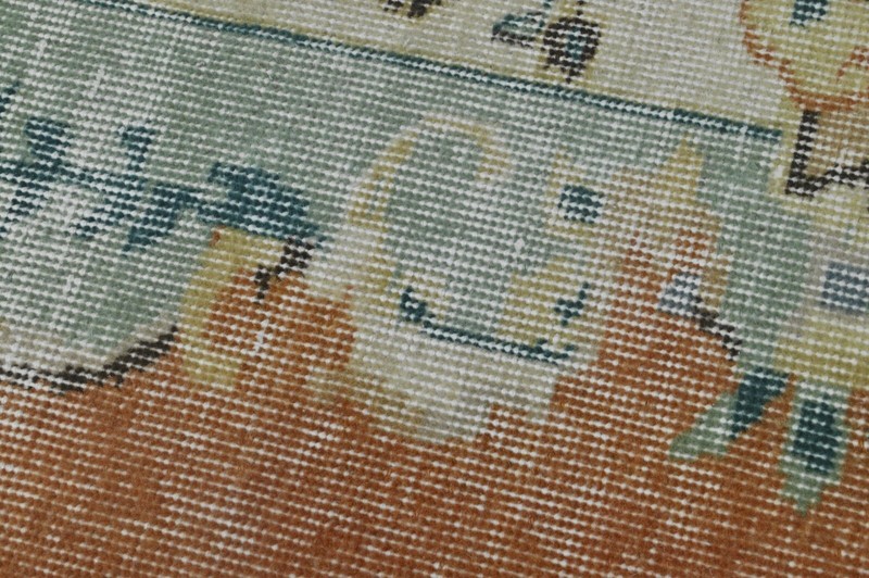 Vintage Turkish Runner Rug 2x7ft Wool Anatolian Handmade Hallway Oushak ORANGE gallery