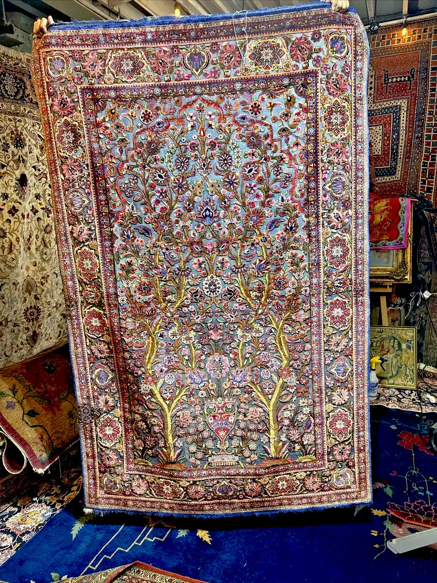 Auth: Ci 1900 Silk Tafazoli Kashaan. Souf Masterpiece 3D 4x7 Museum Piece gallery