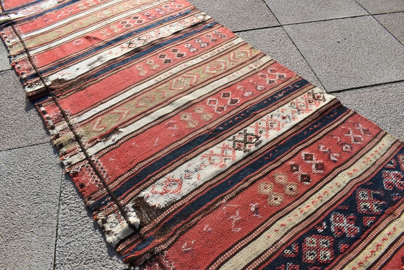Antique Caucasian Rug 29'' x 81'' Collector's Item Verneh Fragment Wall Rug gallery