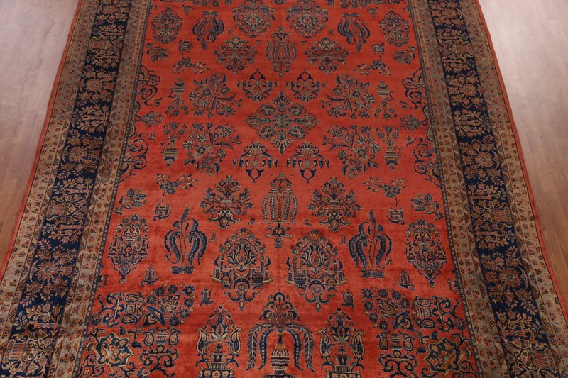 Pre-1900 Vegetable Dye Manchester Wool Hand-made Room Size Antique Rug 10x16 gallery