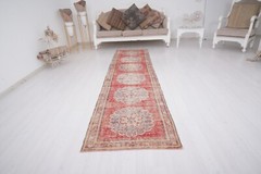 Turkish Runner Rugs Vintage Oushak Rug Runners 2×11 ft Faded Handmade Carpet 755