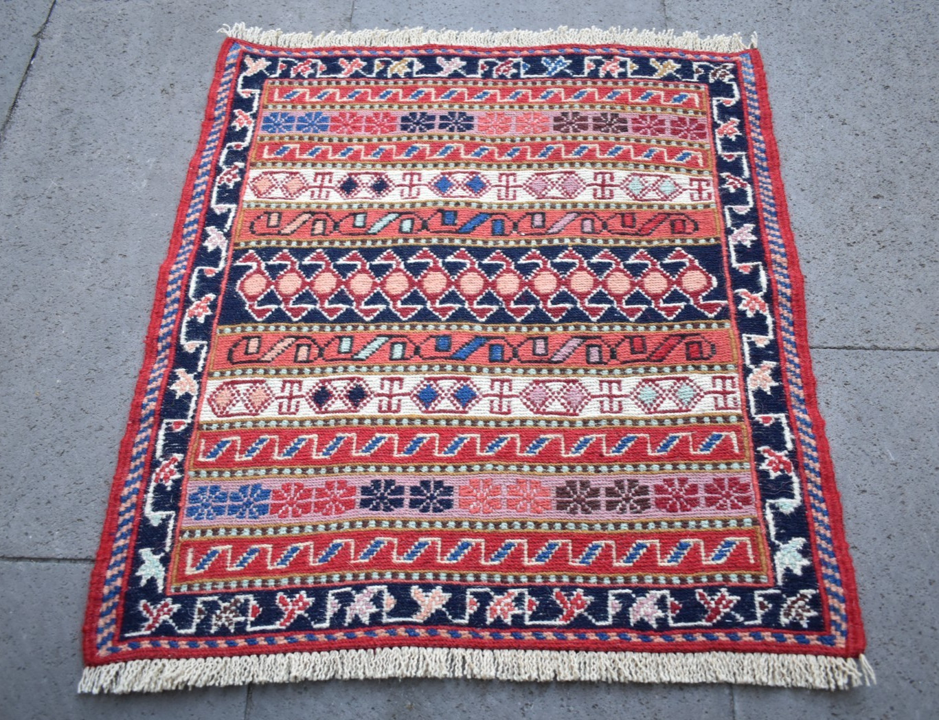 Soumak Rug 20'' x 21'' Fine Quality Soumak Woven Rug Small Wool Chair Rug gallery