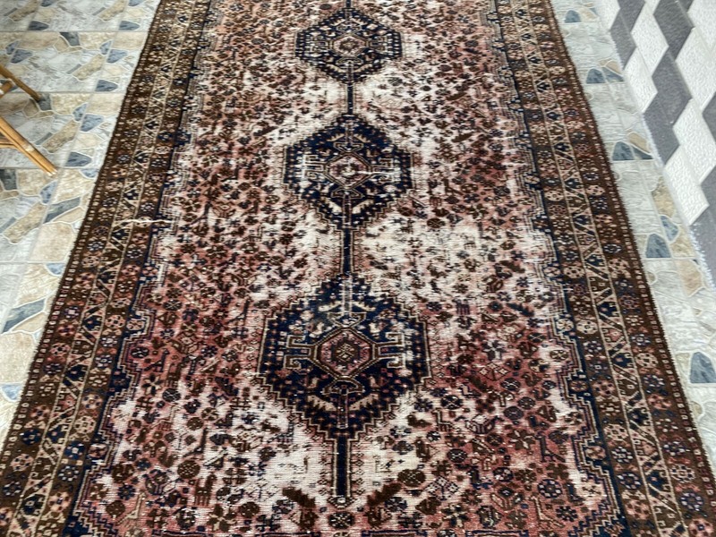 1950s Vintage Turkish Geometric Rug Large Handmade Wool Farmhouse Antique 6x10ft gallery