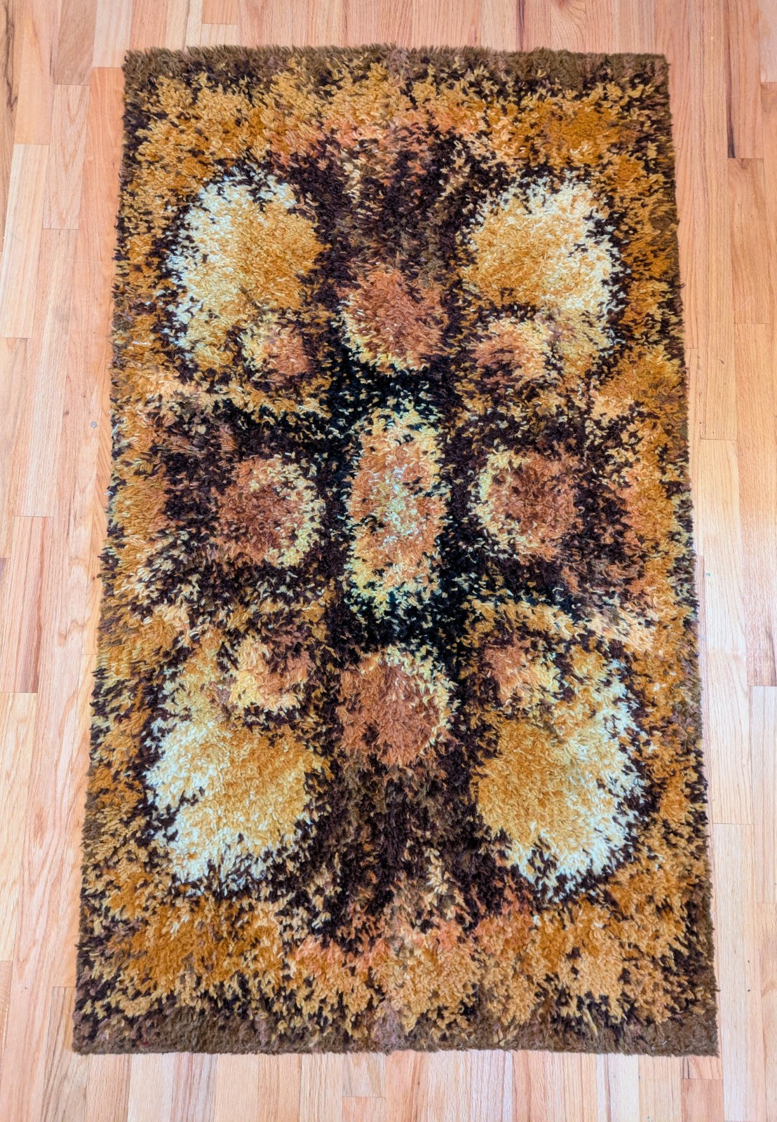 Vintage Scandinvian Mid Century Danish Rya Rug Polish Rug Shaggy Rug 5'x3' gallery