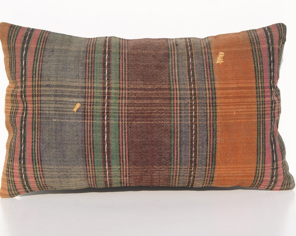 DESIGNER PILLOW COVER TURKISH WOOL RECTANGLE HAND WOVEN KILIM AREA RUGS 20"x12"