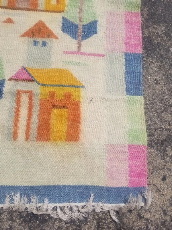 Fine Vintage Traditional Hand Made Oriental Wool Multicolor Kilim 140x68cm gallery