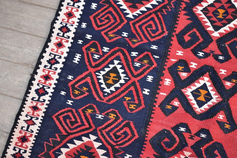 Turkish Kilim Rug 35''x40'' Handwoven Van Kilim 90x102cm Wool Vintage Area Rug gallery