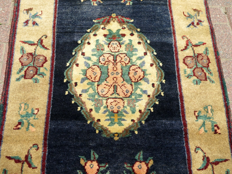 Turkish Blue Carpet, Bedroom Wool Rug, Handmade Sivas Carpet Teppich 35"x74" gallery