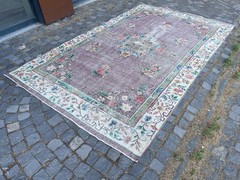 Turkish Vintage Rug, Handmade Wool Rug, Bohemian Large Rug, 6,1 x 9,8 ft